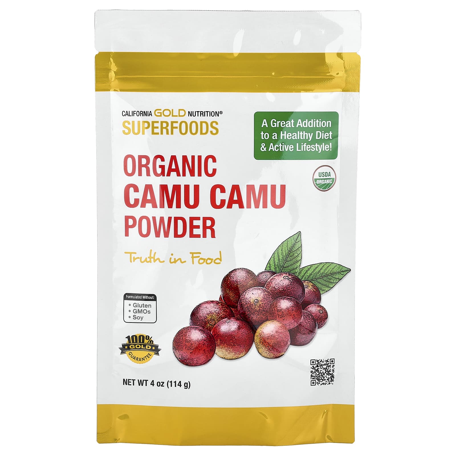 California Gold Camu Camu Powder - USDA Organic, 4 oz (114g) - Image 1