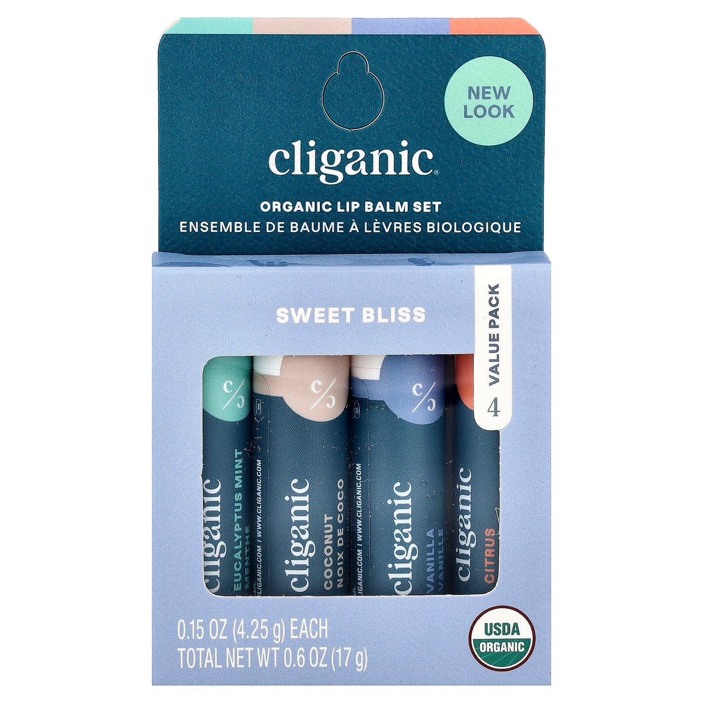 Cliganic USDA Organic Lip Balm Set, 4 Pack, Sweet Bliss - Image 2