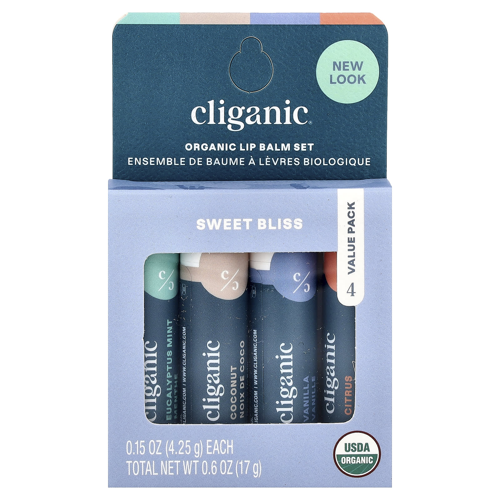Cliganic USDA Organic Lip Balm Set, 4 Pack, Sweet Bliss - Image 2