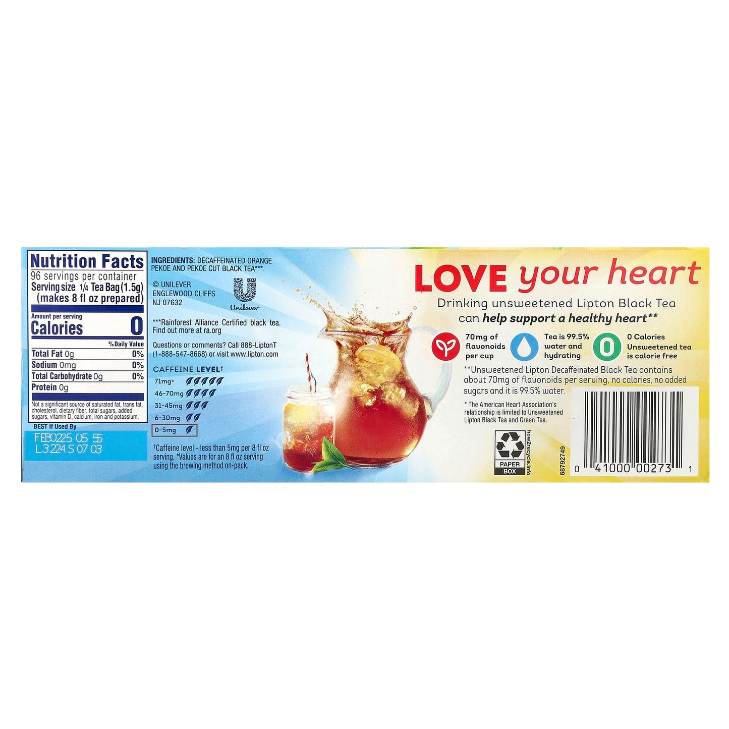 Lipton, Iced Black Tea, Decaffeinated, 24 Family Size Tea Bags, 5.25 oz (148 g) - Image 2