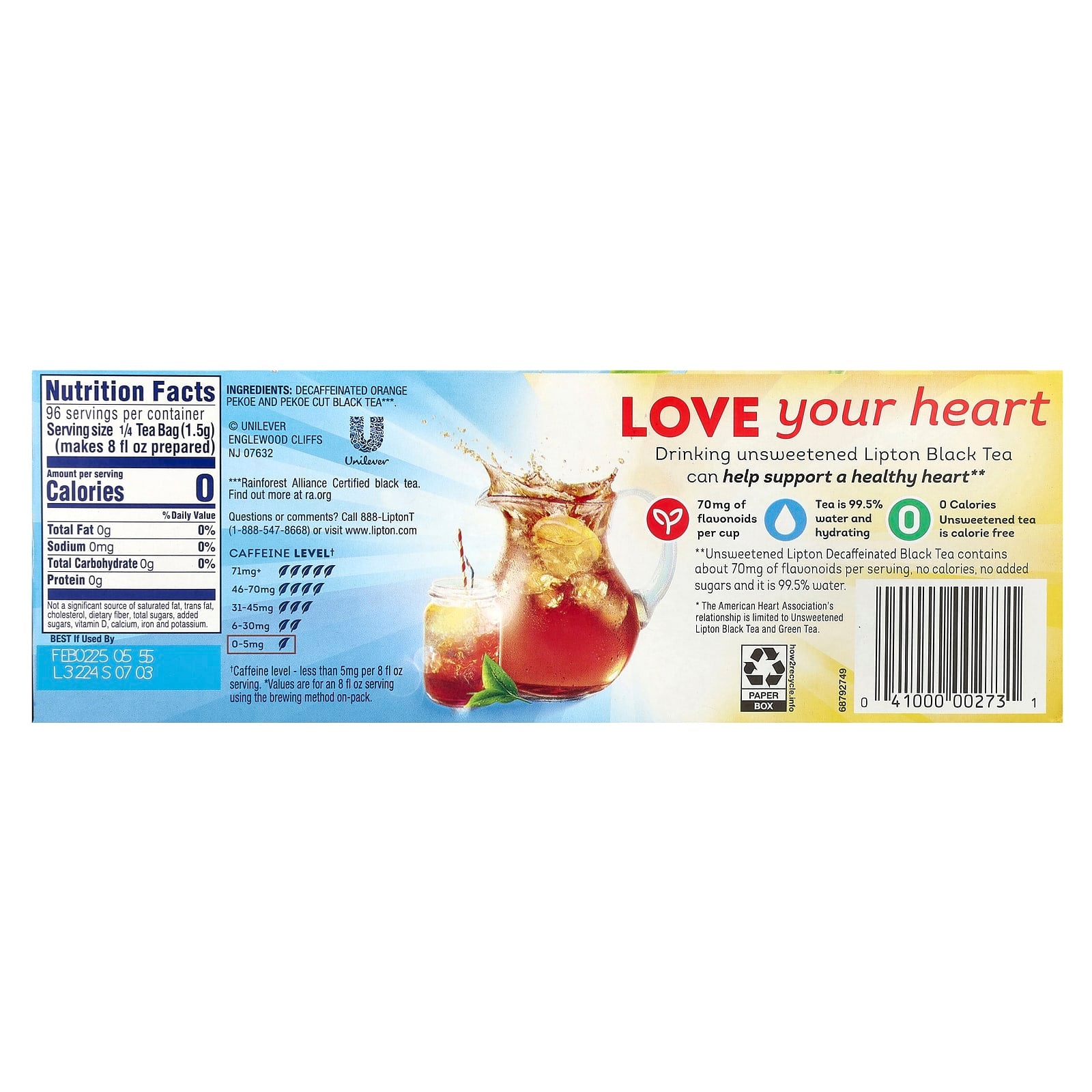 Lipton, Iced Black Tea, Decaffeinated, 24 Family Size Tea Bags, 5.25 oz (148 g) - Image 2