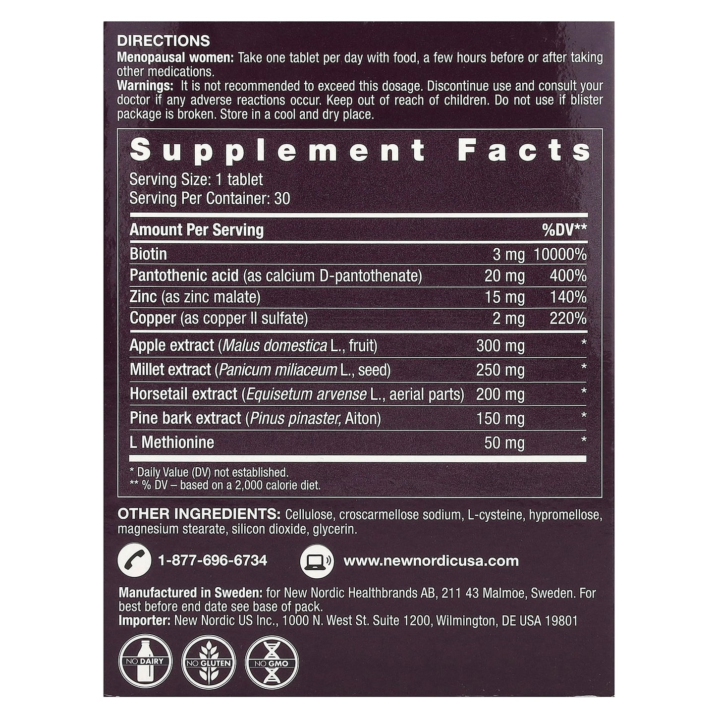 New Nordic, Hair Volume™ Menopause, 30 Tablets - Image 2