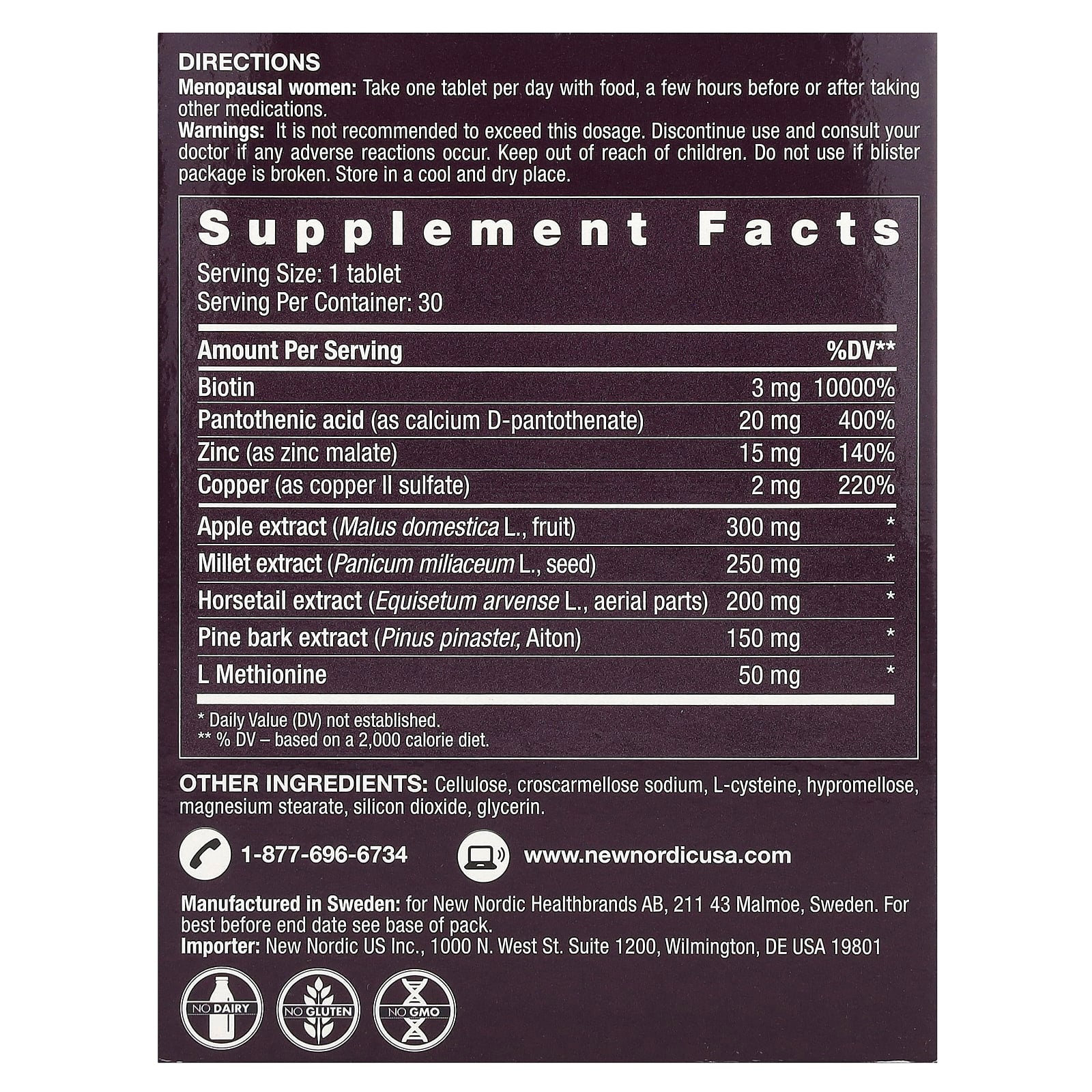 New Nordic, Hair Volume™ Menopause, 30 Tablets - Image 2