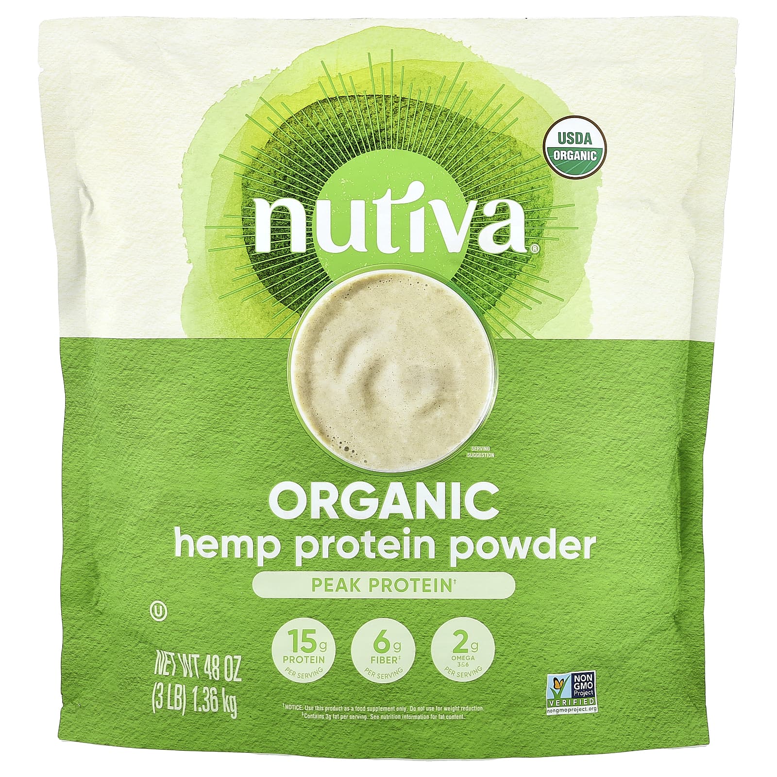Nutiva, Organic Hemp Protein Powder, 3 lb (1.36 kg) - Image 1