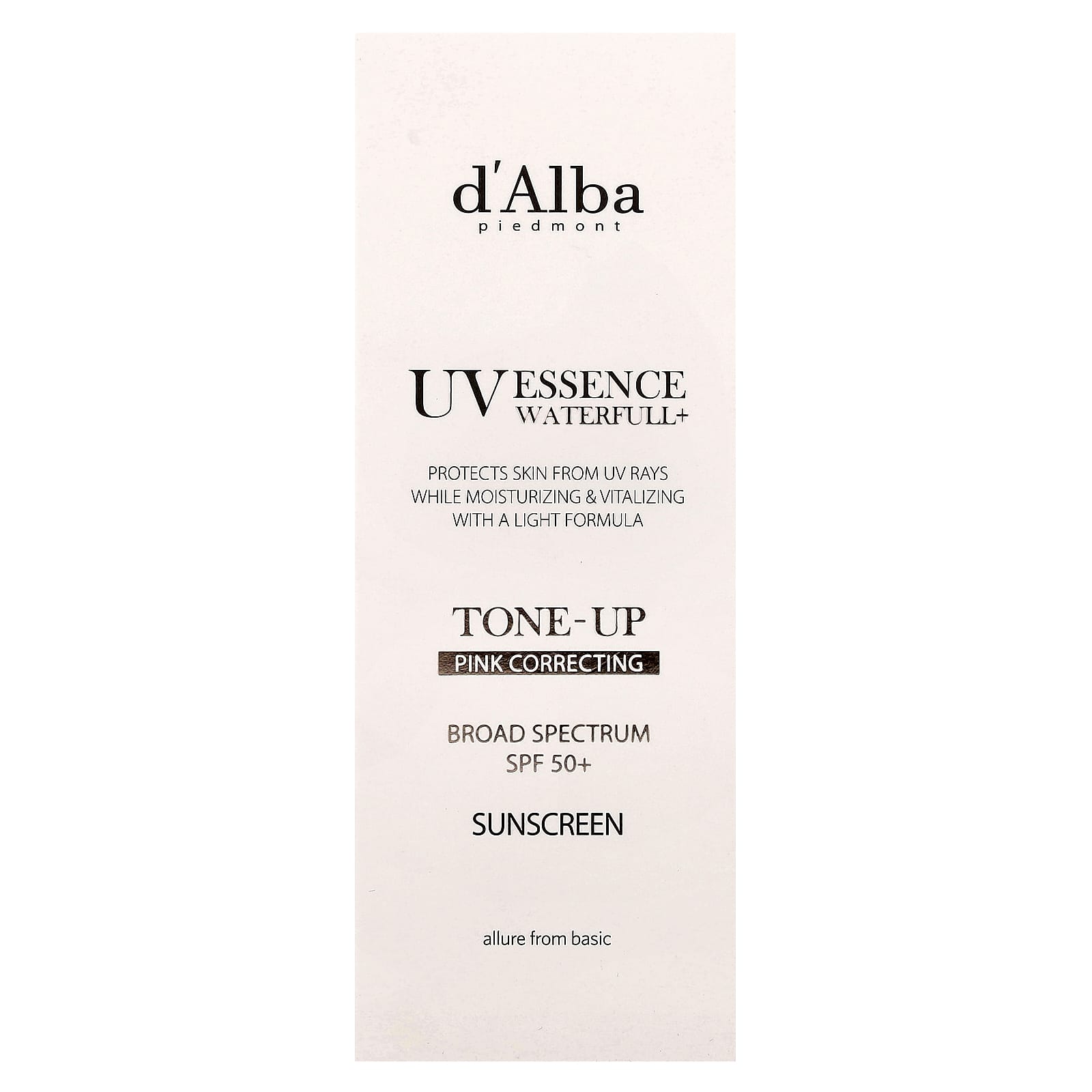 d'Alba UV Essence Waterfull+ Sunscreen with Tone-Up Pink Correcting, SPF 50+, 1.69 fl oz - Image 2