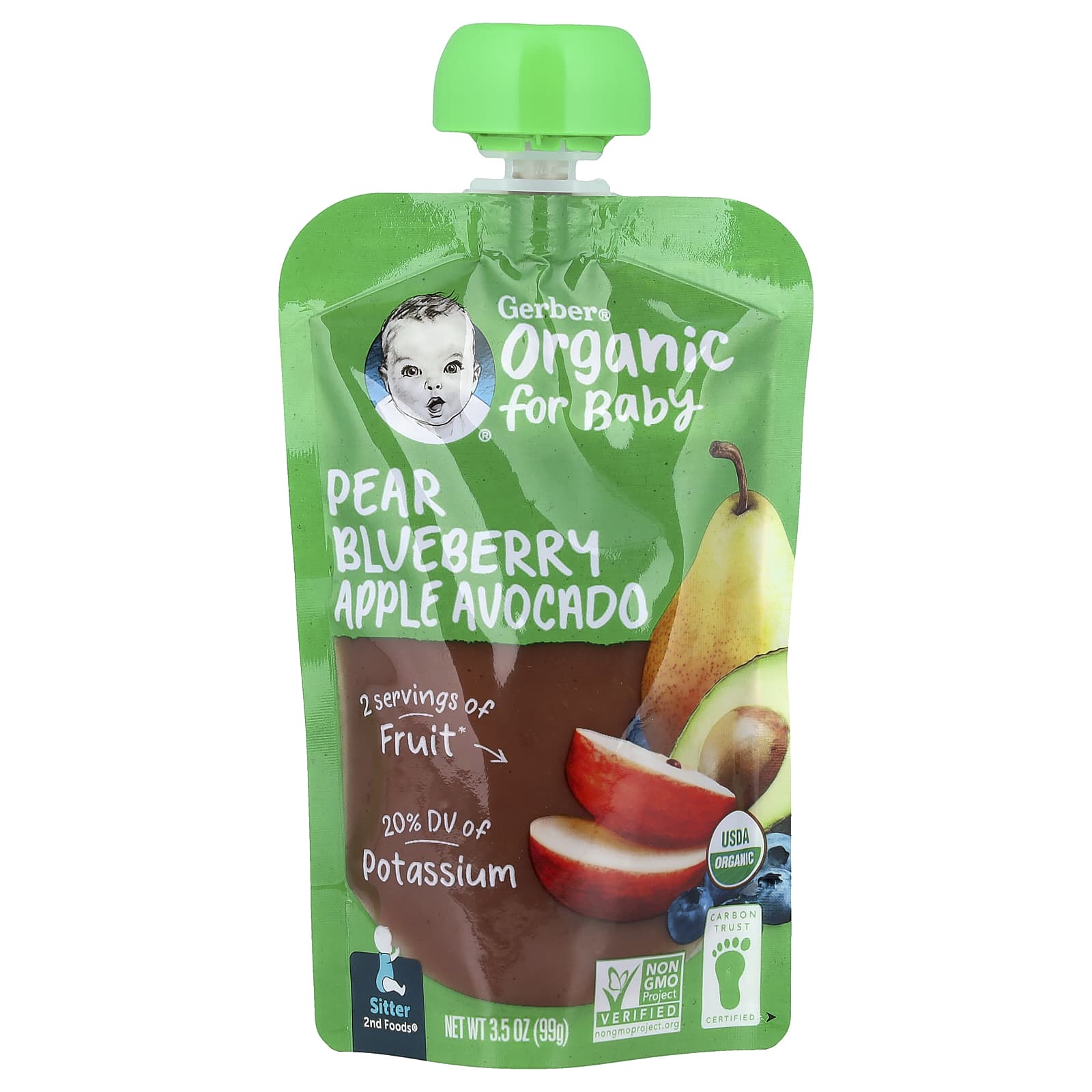 Gerber Organic Baby Food Pouches, 2nd Foods, 3.5 oz (99g), 4 Fruits - Image 1