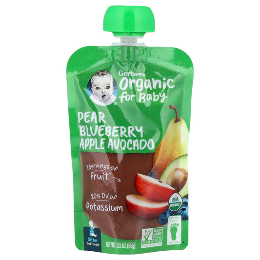 Gerber Organic Baby Food Pouches, 2nd Foods, 3.5 oz (99g), 4 Fruits - Image 1