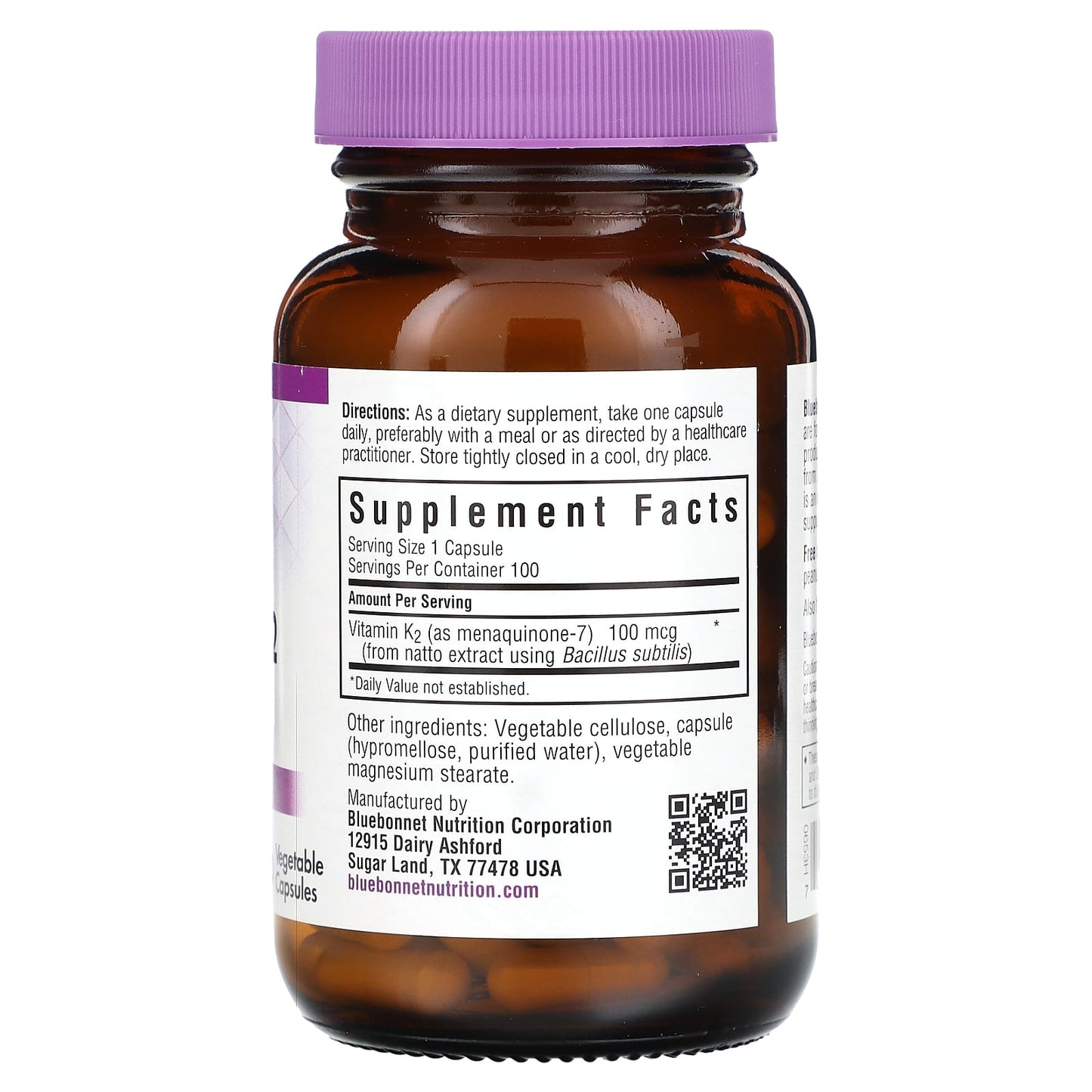 Bluebonnet Vitamin K2 100 mcg - Supports Bone & Heart Health - Image 2