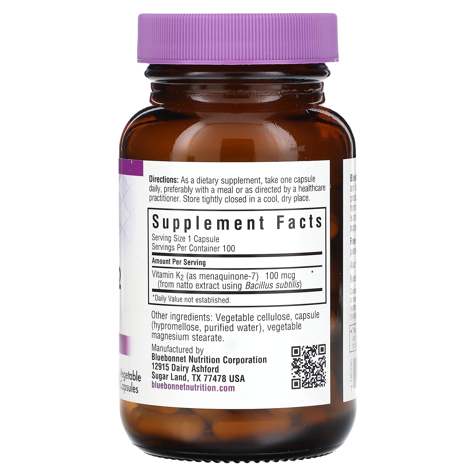 Bluebonnet Vitamin K2 100 mcg - Supports Bone & Heart Health - Image 2