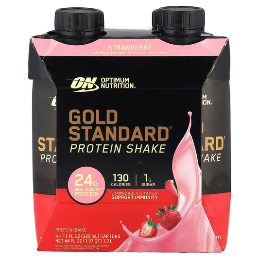 Optimum Nutrition, Gold Standard® Protein Shake, Strawberry, 4 Cartons, 11 fl oz (325 ml) Each - Image 1