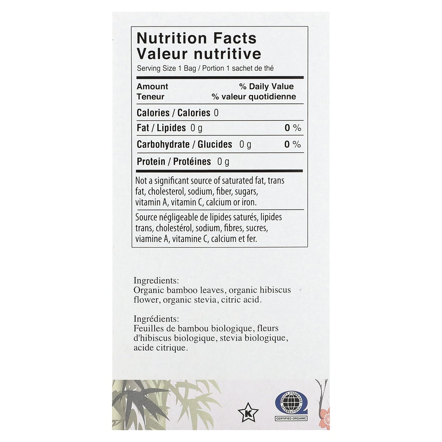 Uncle Lee's Tea, Organic Bamboo Tea, Hibiscus, Caffeine Free, 18 Tea Bags, 1.02 oz (28.8 g) - Image 2