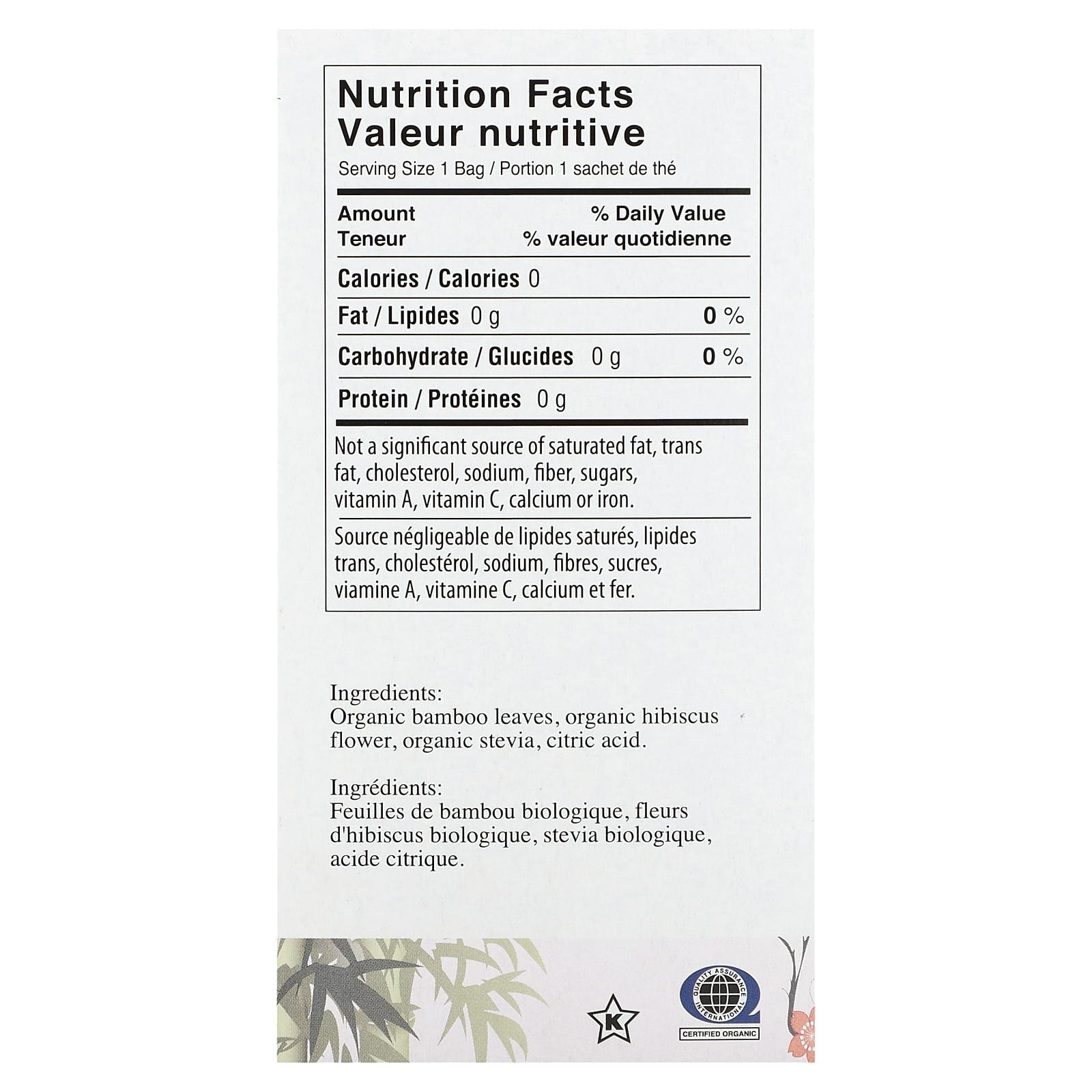 Uncle Lee's Tea, Organic Bamboo Tea, Hibiscus, Caffeine Free, 18 Tea Bags, 1.02 oz (28.8 g) - Image 2