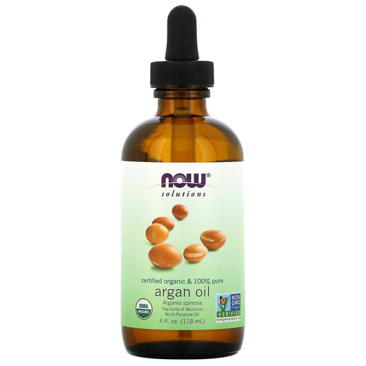 NOW Foods, Solutions, Certified Organic & 100% Pure Argan Oil, 4 fl oz (118 ml) - Image 1