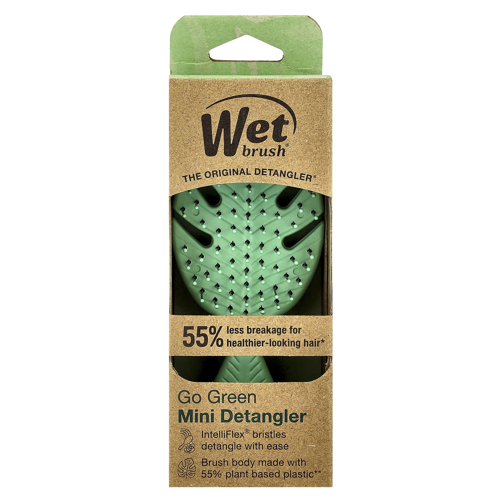 Wet Brush, Go Green Mini Detangler, Green, 1 Brush - Image 2
