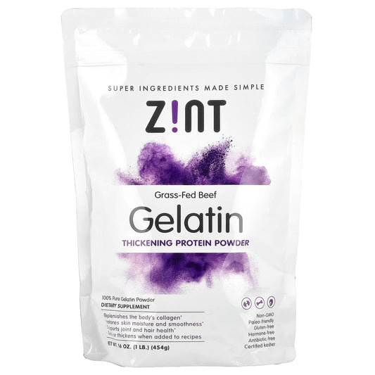 Zint, Gelatin Thickening Protein Powder, Grass-Fed Beef, 16 oz (454 g) - Image 1