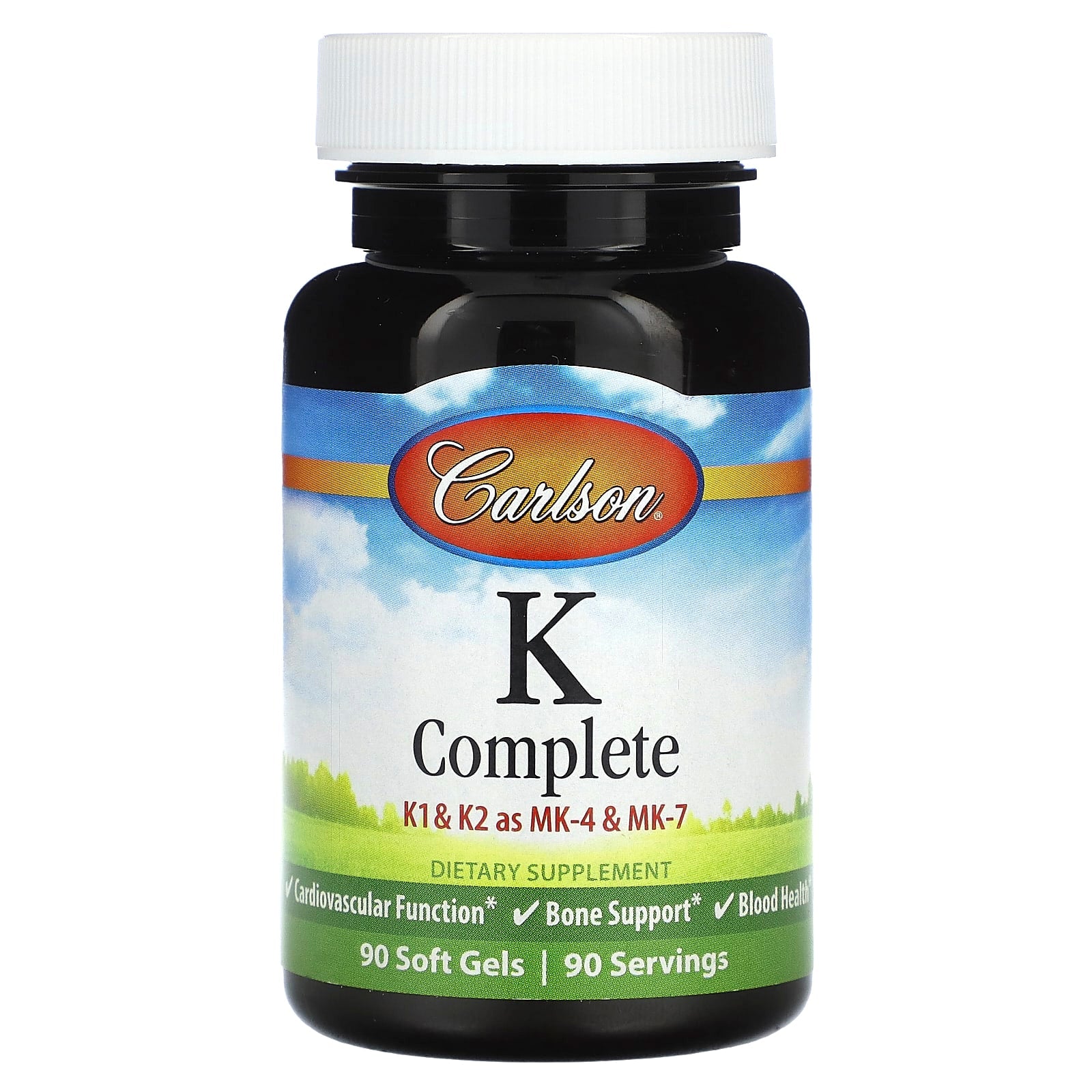 Carlson K Complete, 90 Soft Gels - Vitamin K1, K2 & MK-7 Supplement - Image 1