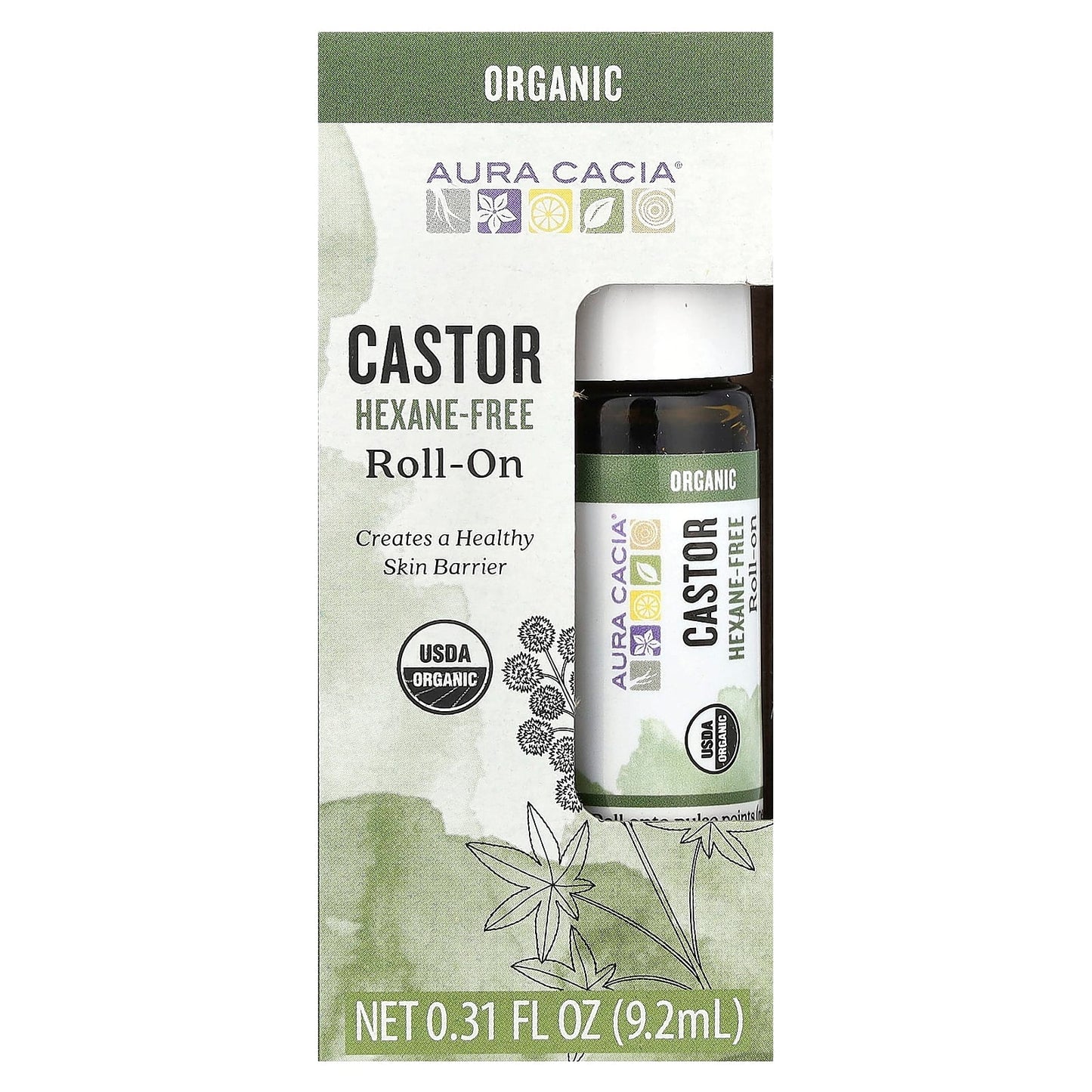 Aura Cacia Organic Castor Oil Roll-On, 0.31 fl oz, Hexane-Free - Image 2
