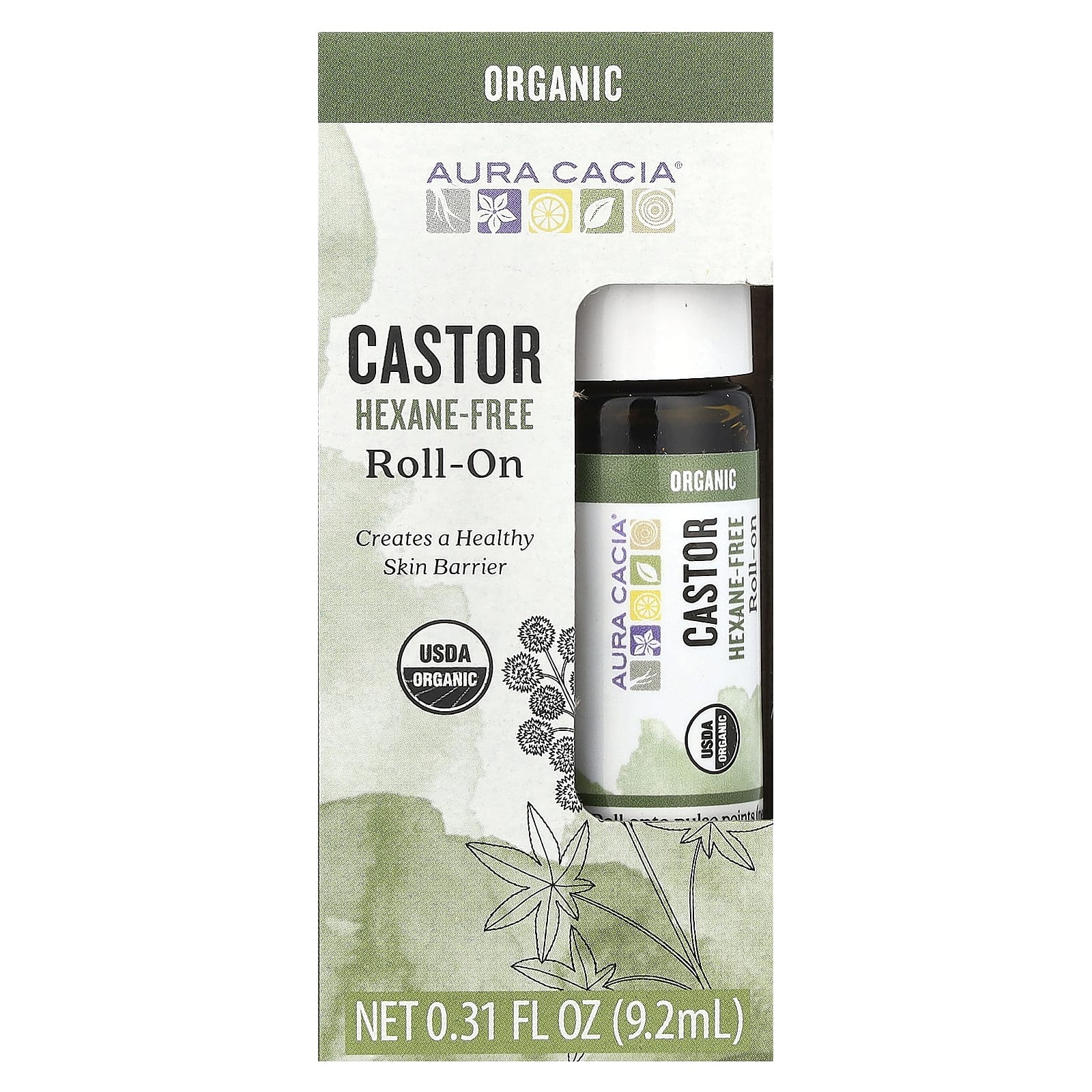 Aura Cacia Organic Castor Oil Roll-On, 0.31 fl oz, Hexane-Free - Image 2