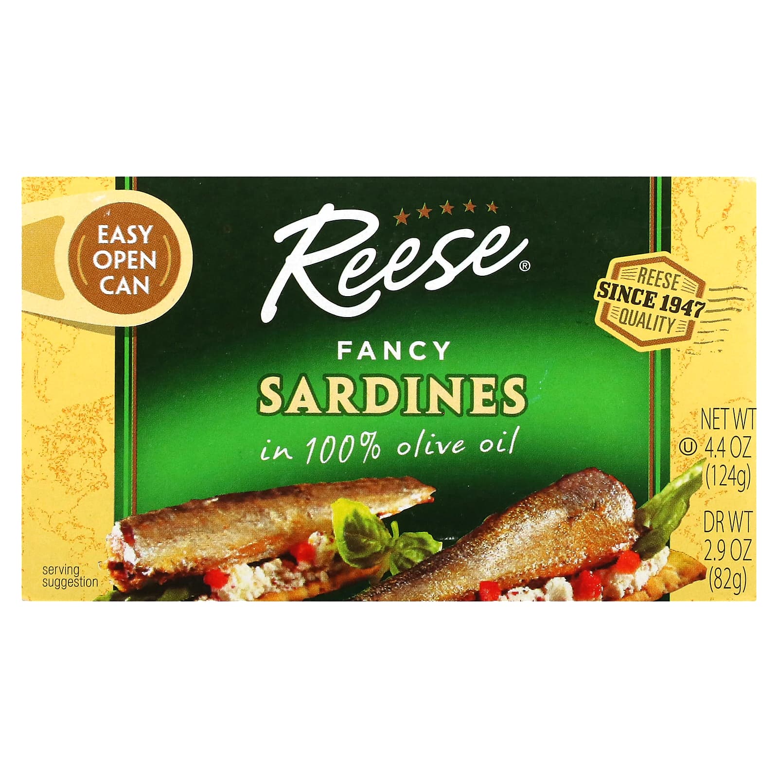Reese, Fancy Sardines, In 100% Olive Oil, 4.4 oz (124 g) - Image 1