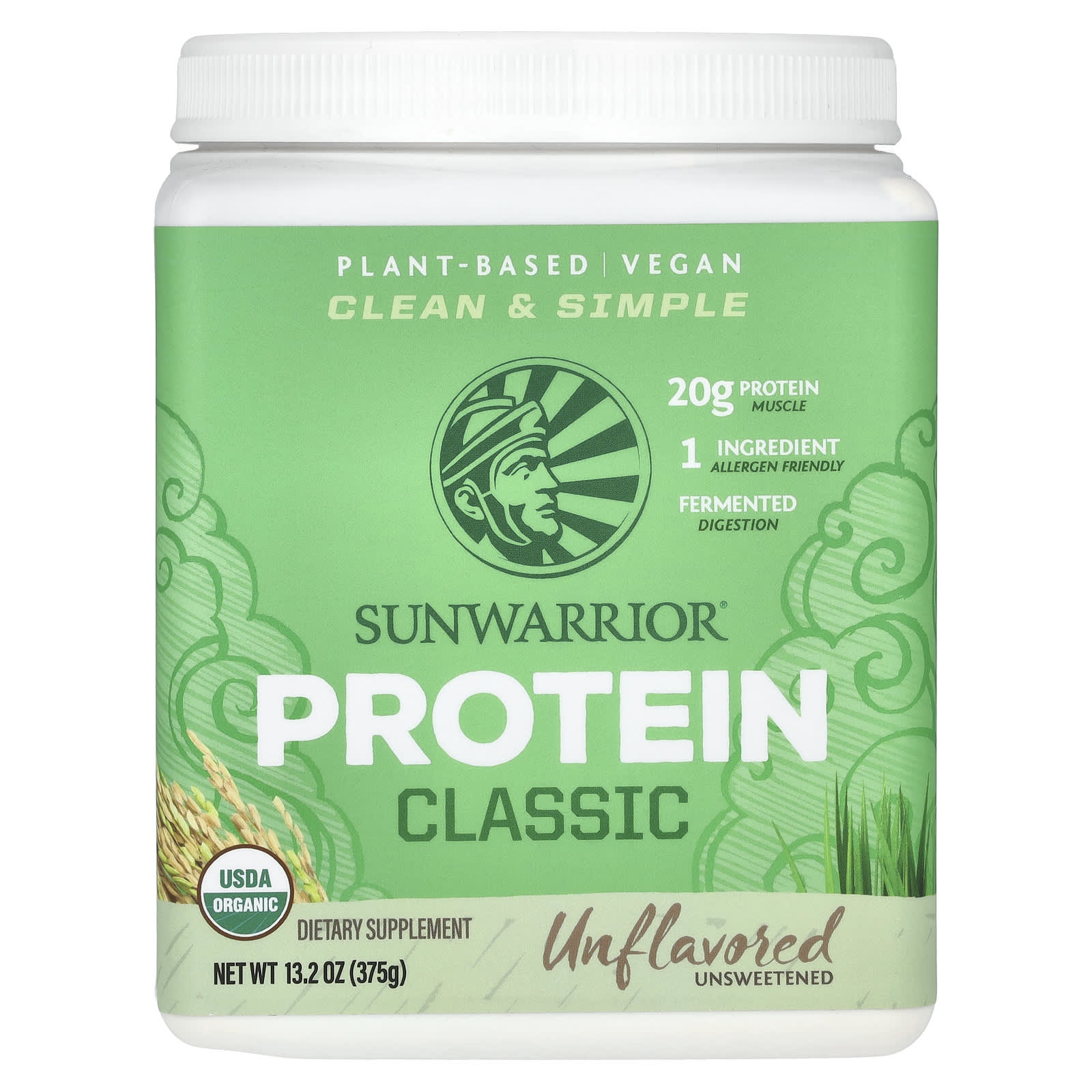 Sunwarrior, Classic Protein, Unflavored, 13.2 oz (375 g) - Image 1