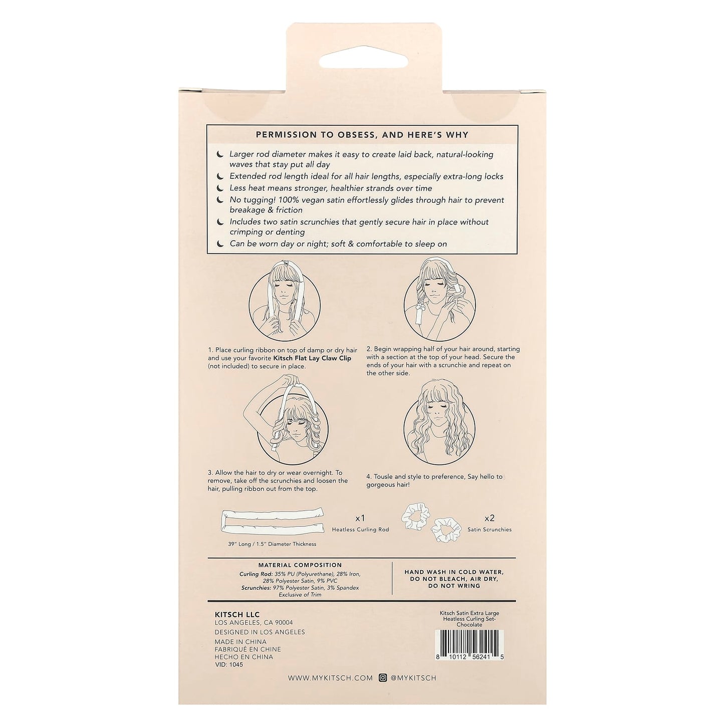 Kitsch, The Satin Heatless Curling Set, Extra Large, Chocolate, 1 Set - Image 2