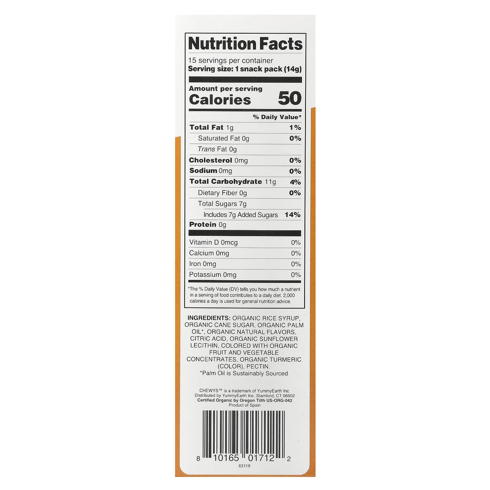 YumEarth, Organic Chewys™, Fruit Chews, 15 Snack Packs, 0.5 oz (14 g) Each - Image 2