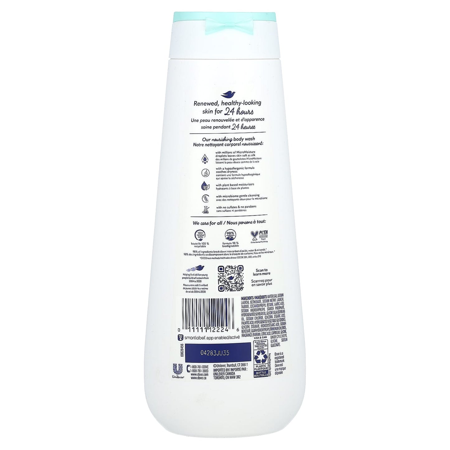 Dove Sensitive Skin Body Wash, 20 fl oz (591 ml) - Image 2