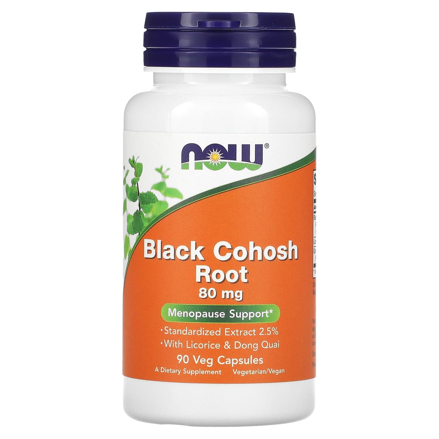 NOW Foods, Black Cohosh Root, 80 mg, 90 Veg Capsules - Image 1