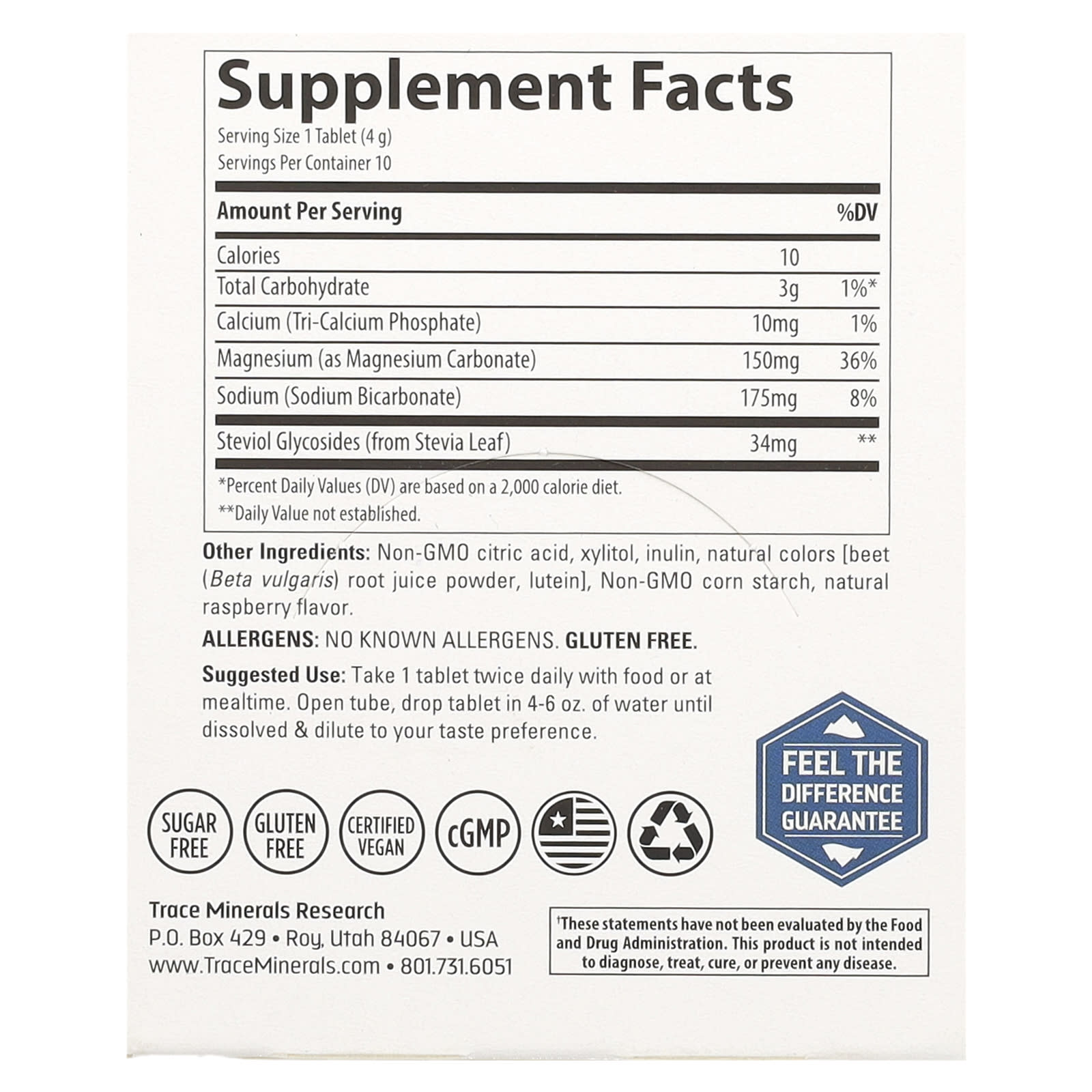 Trace, Magnesium Effervescent Tablets, Raspberry, 8 Tubes, 10 Tablets Each - Image 2