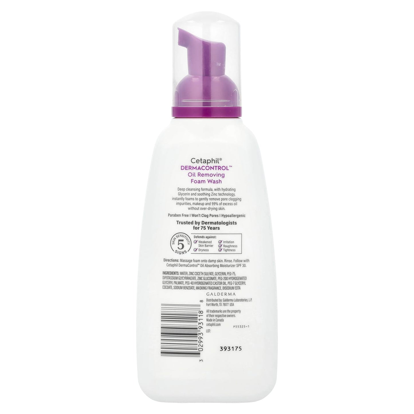 Cetaphil Derma Control Oil-Removing Foam Wash for Sensitive Skin, 8 fl oz - Image 2