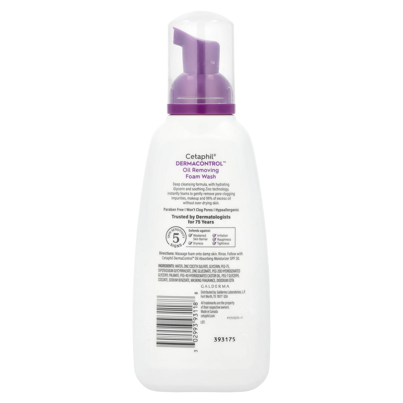 Cetaphil Derma Control Oil-Removing Foam Wash for Sensitive Skin, 8 fl oz - Image 2