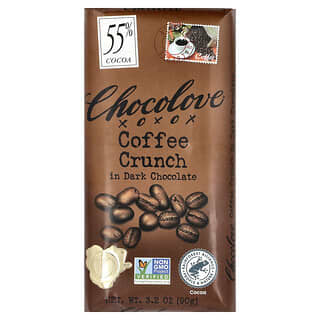 Dark Chocolate Coffee Crunch Bar by Chocolove, 55% Cocoa, 3.2 oz
