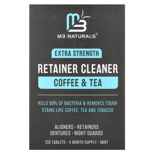 M3 Naturals, Retainer Cleaner, Coffee & Tea, Extra Strength, Mint, 120 Tablets - Image 1