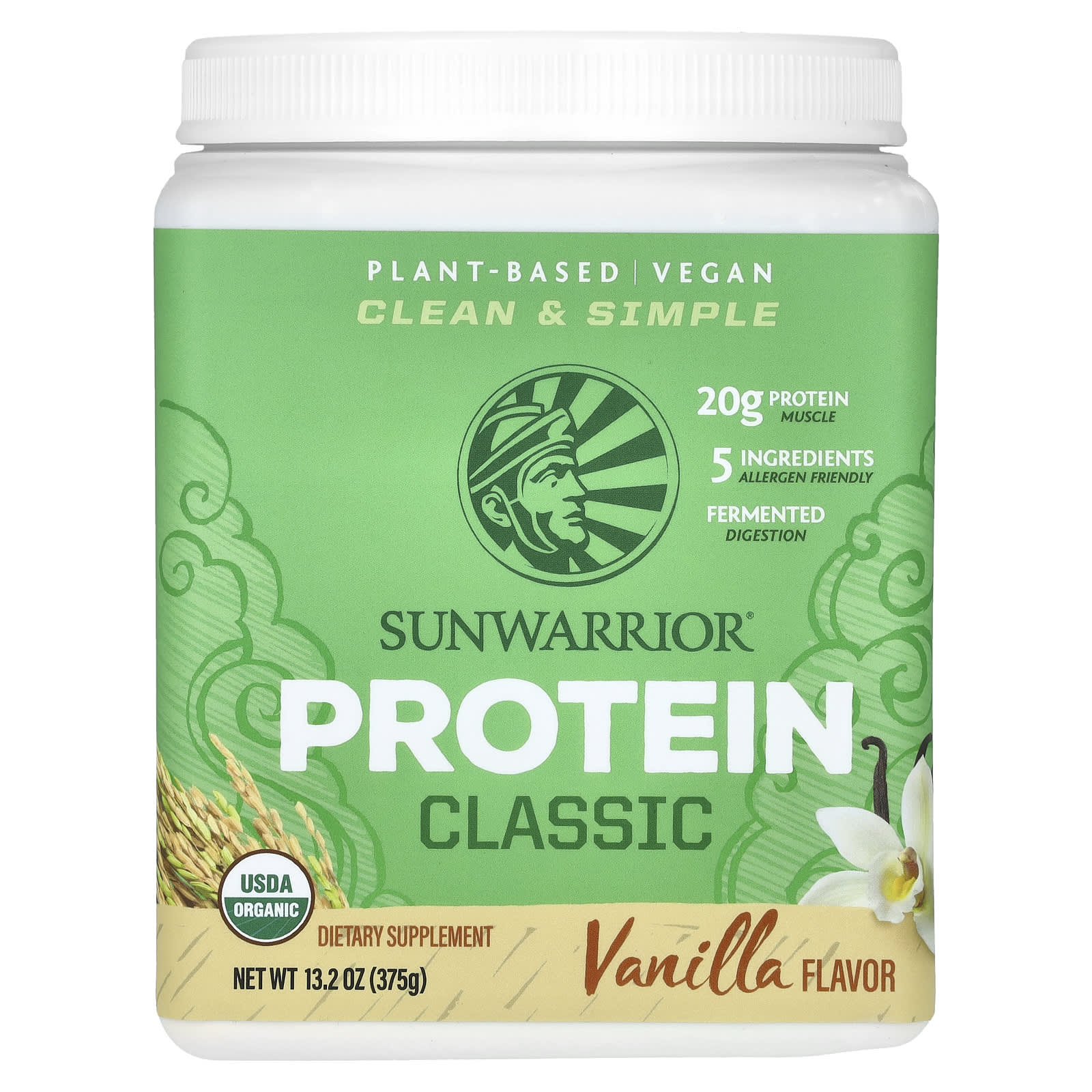 Sunwarrior, Classic Protein, Vanilla, 13.2 oz (375 g) - Image 1