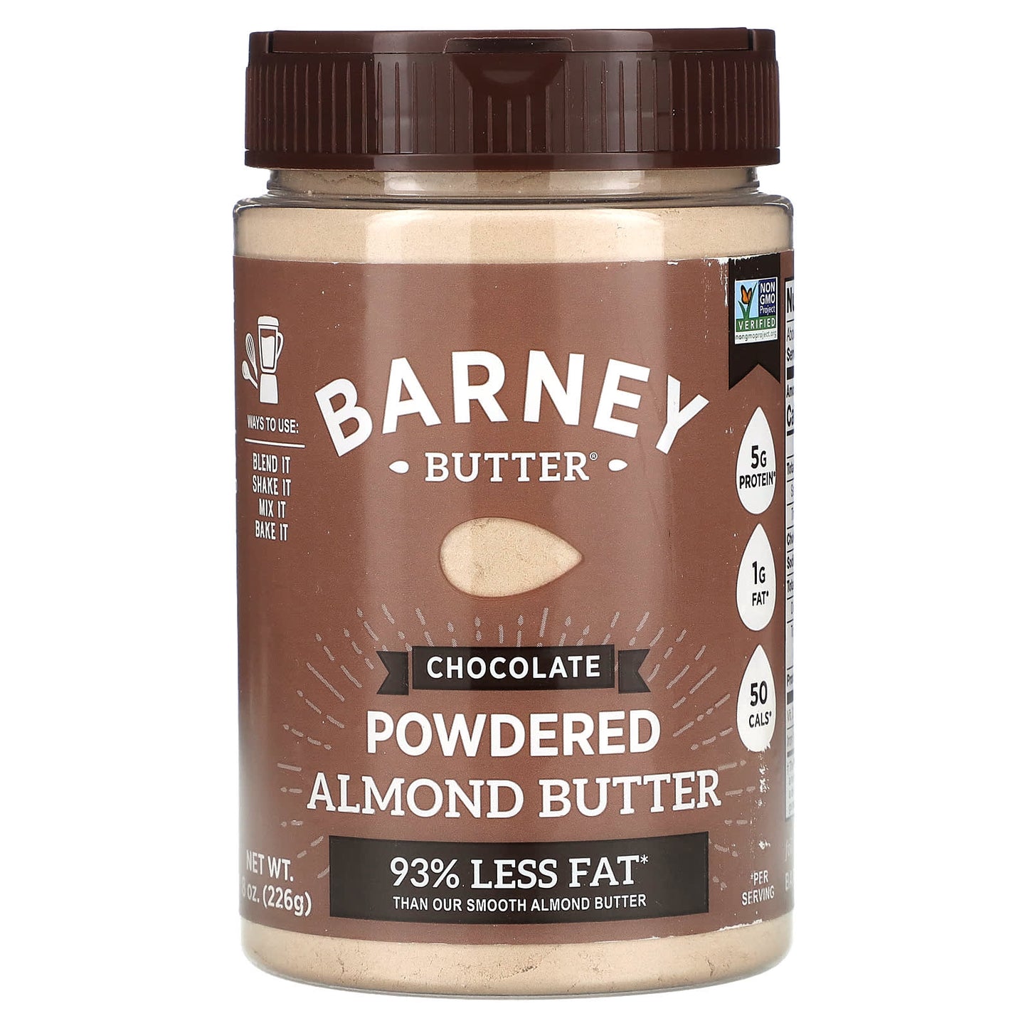 Barney Butter Chocolate Almond Protein Powder, 8 oz, Non-GMO, Vegan - Image 1