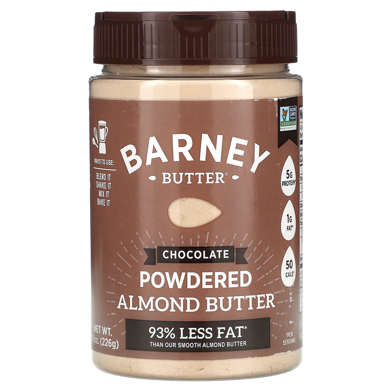 Barney Butter Chocolate Almond Protein Powder, 8 oz, Non-GMO, Vegan - Image 1