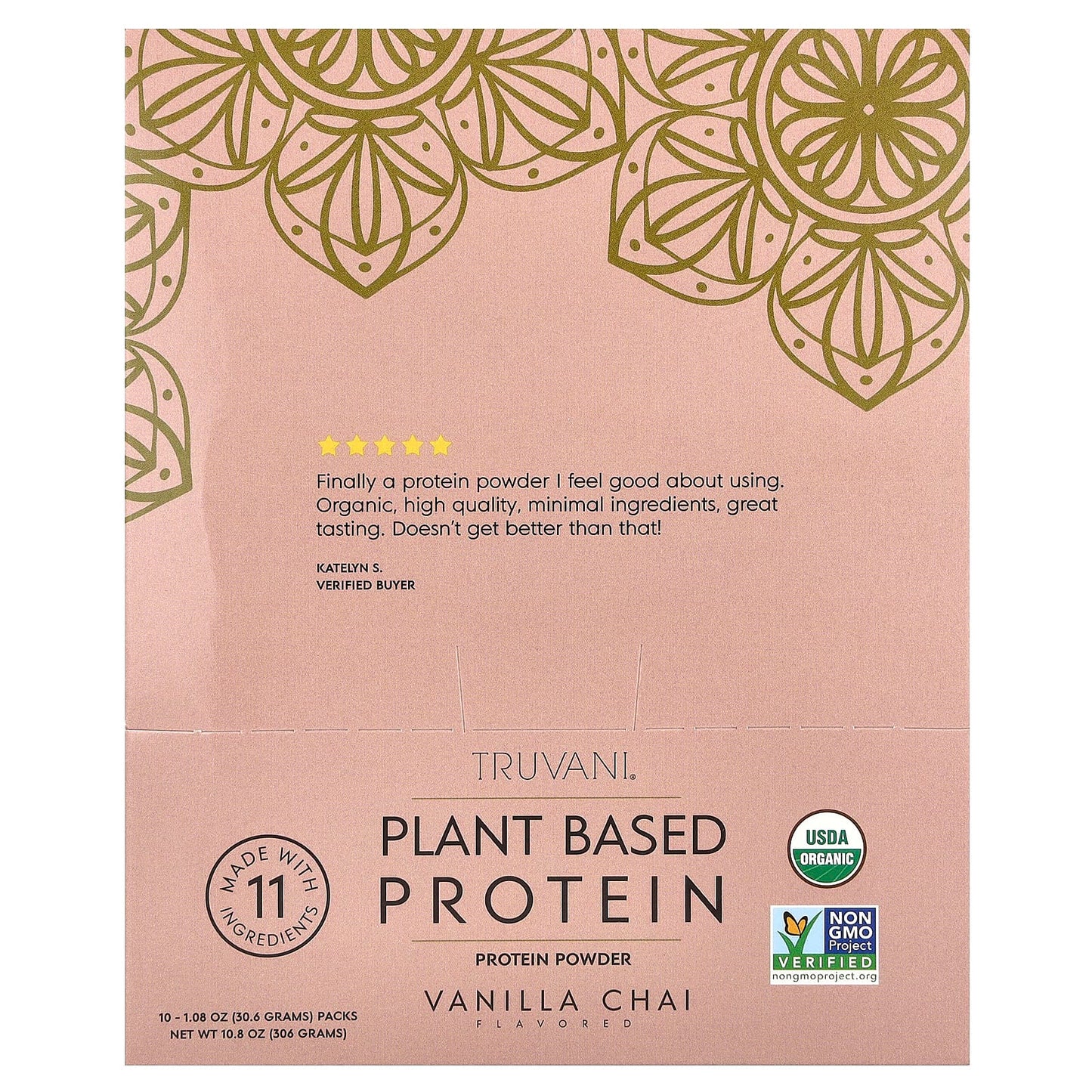 Truvani, Plant Based Protein, Vanilla Chai, 10 Packs, 1.08 oz (30. 6 g) - Image 1