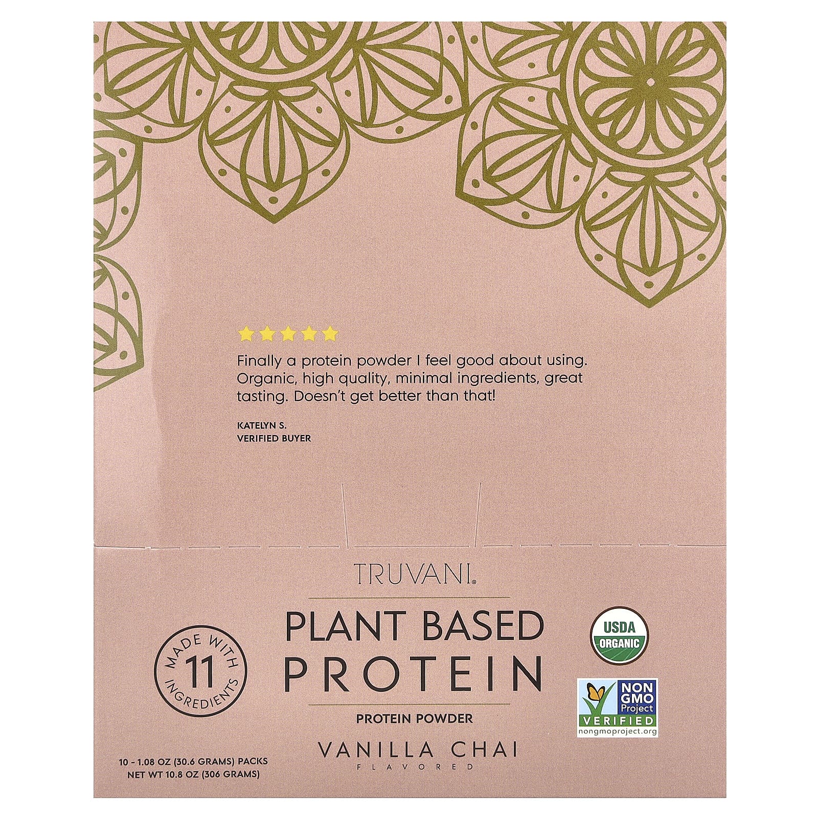 Truvani, Plant Based Protein, Vanilla Chai, 10 Packs, 1.08 oz (30. 6 g) - Image 1