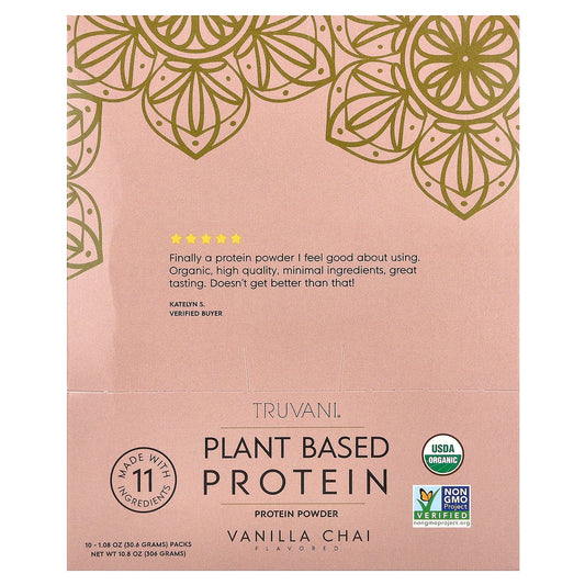 Truvani, Plant Based Protein, Vanilla Chai, 10 Packs, 1.08 oz (30. 6 g) - Image 1