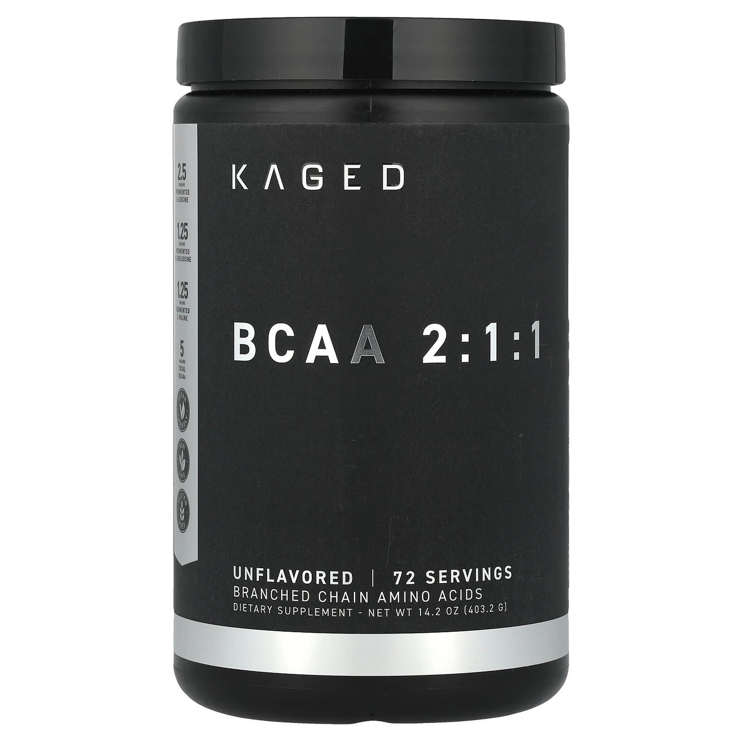 Kaged BCAA 2:1:1 Unflavored, 14.2 oz - Premium Muscle Recovery Supplement - Image 1