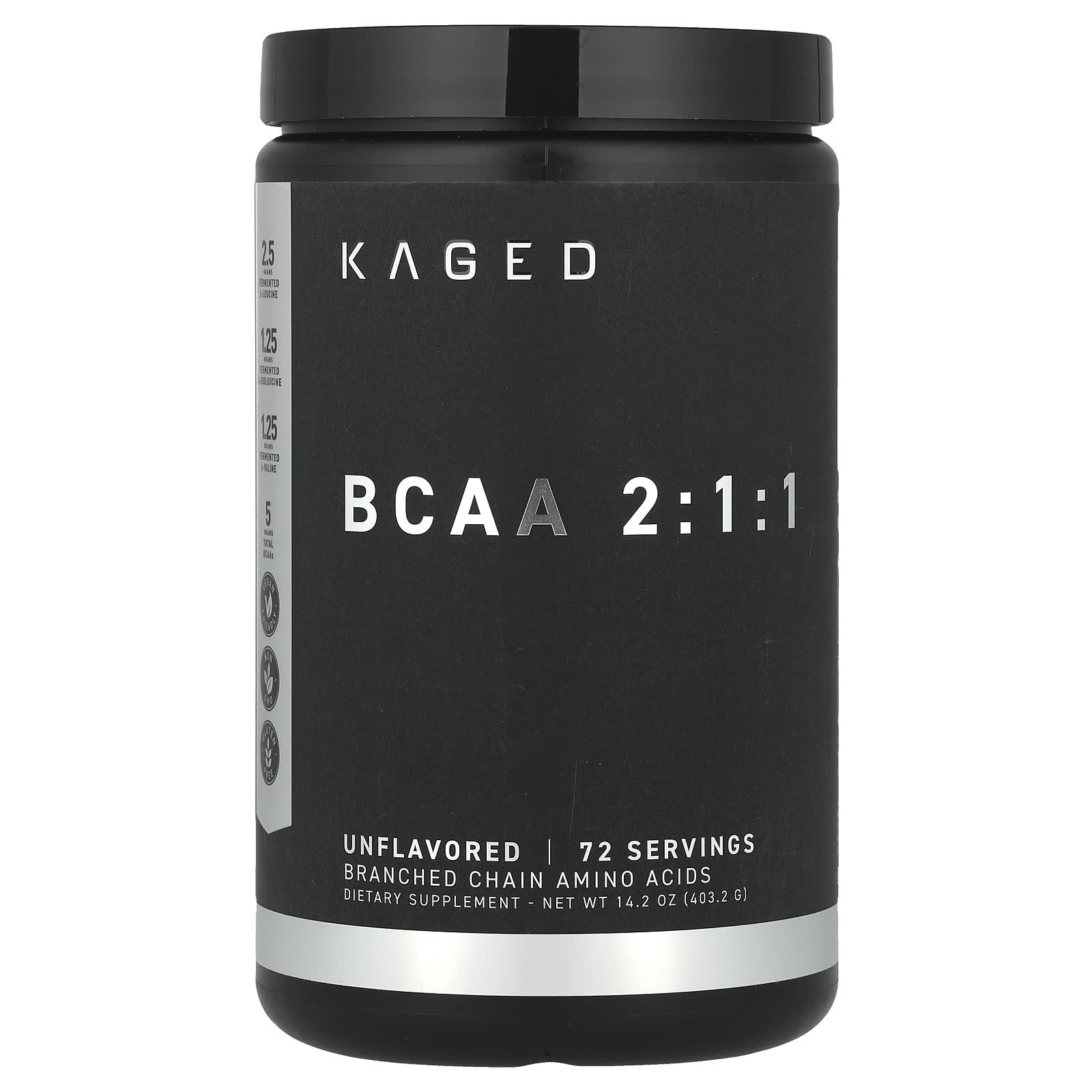 Kaged BCAA 2:1:1 Unflavored, 14.2 oz - Premium Muscle Recovery Supplement - Image 1