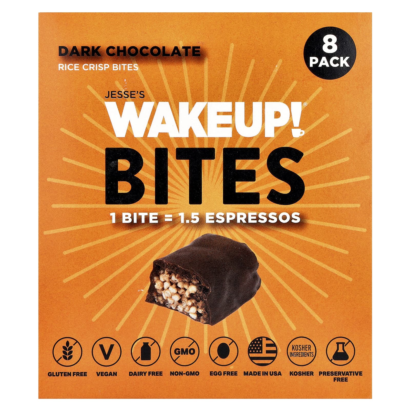 Dark Chocolate Rice Crisp Bites with Caffeine | Gluten Free, Vegan - Image 1