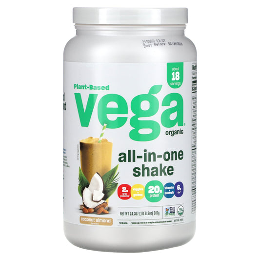 Vega, Plant-Based Organic All-In-One Shake, Coconut Almond, 1 lb 8.3 oz (687 g) - Image 1
