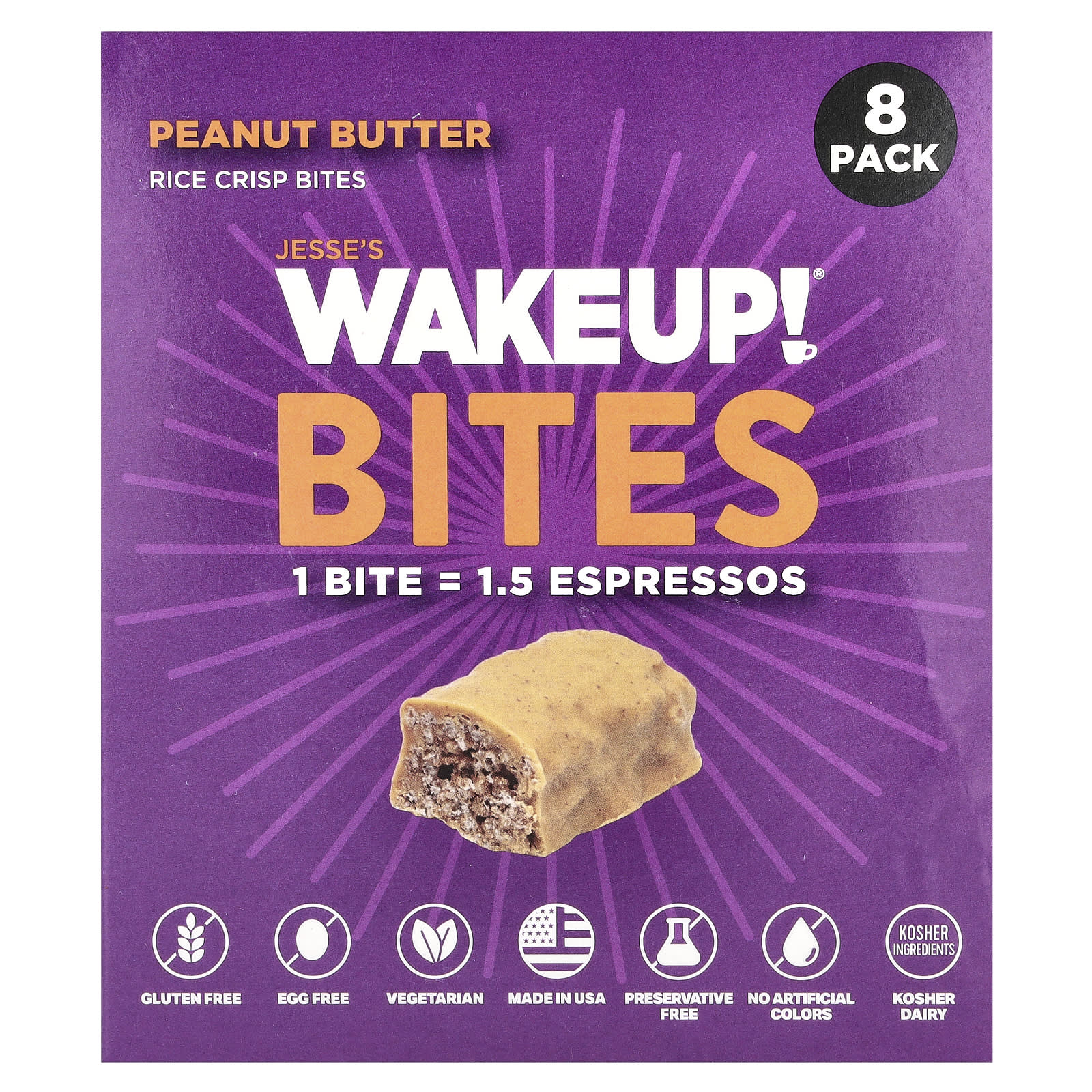 Wake Up Anytime with Jesse's WAKEUP! Rice Crisp Bites - 8 Pack - Image 1