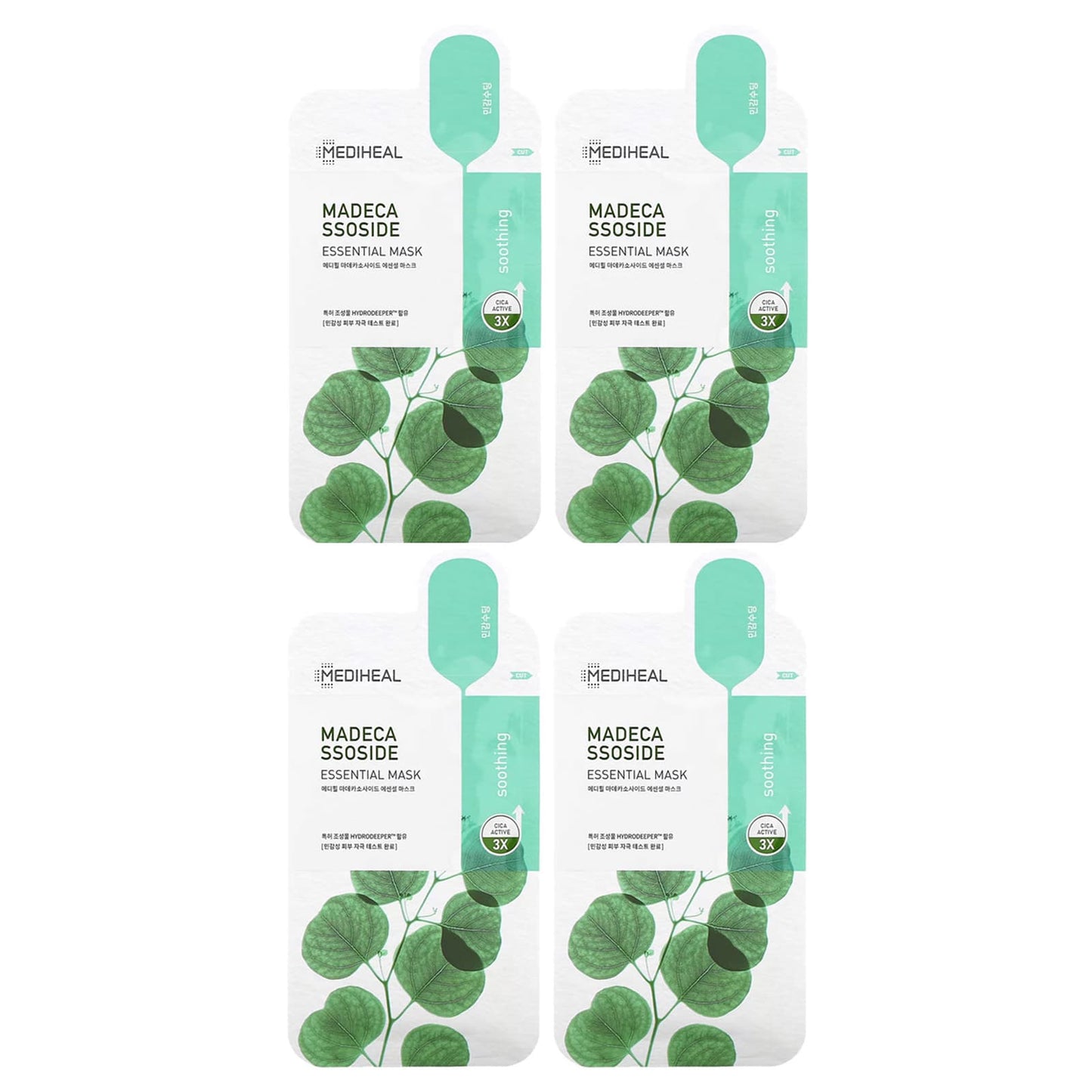 MEDIHEAL, Madecassoside, Essential Beauty Mask, 4 Sheets, 0.81 fl oz (24 ml) Each - Image 1