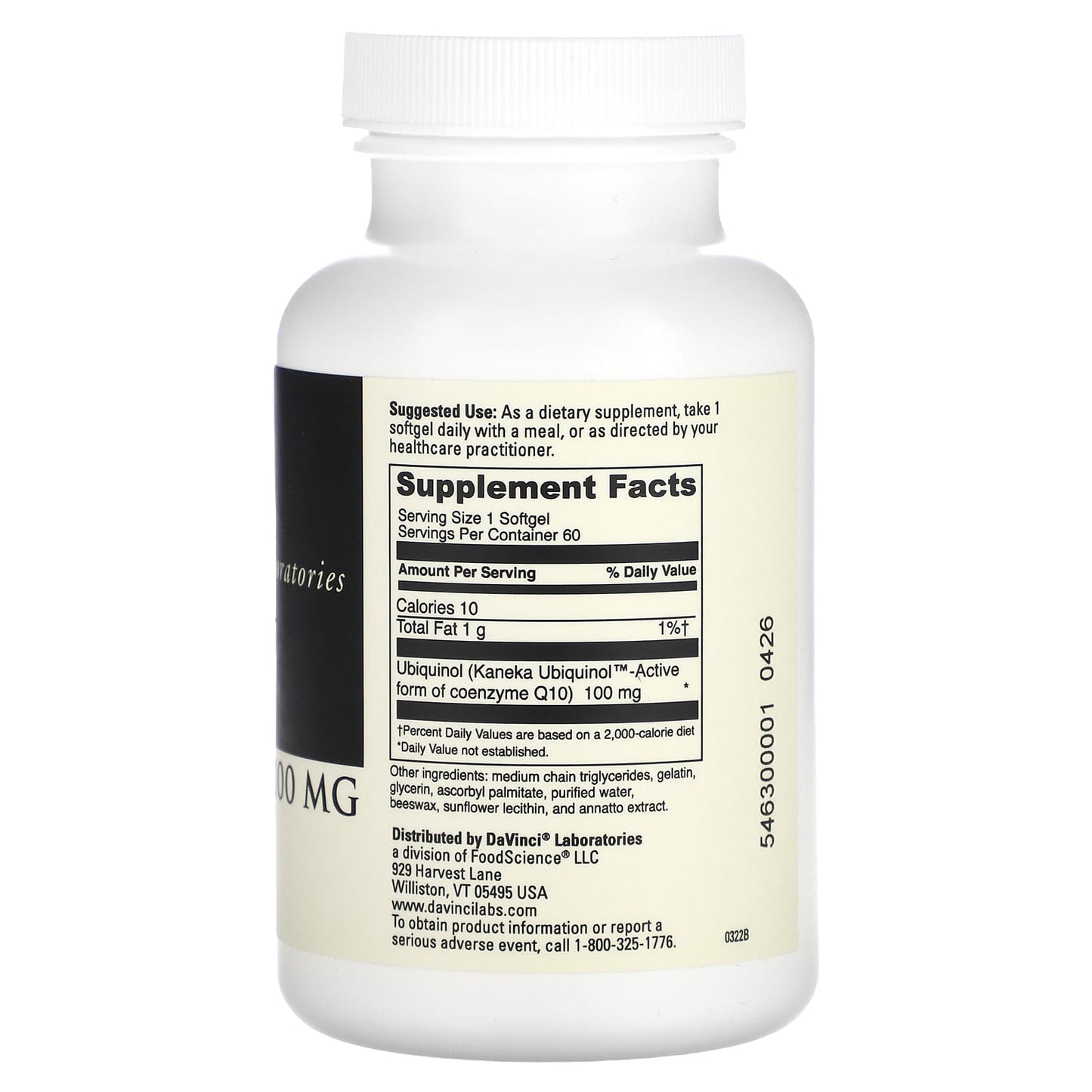 DaVinci Laboratories, Ubiquinol, 100 mg, 60 Softgels