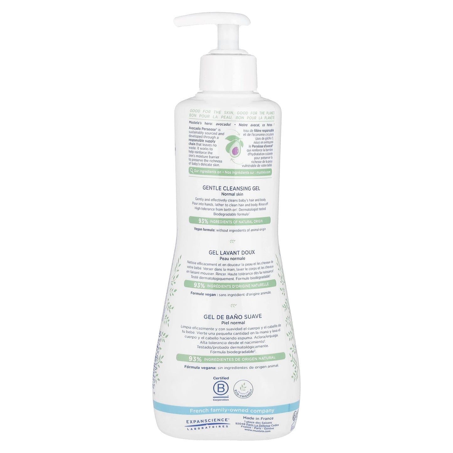 Mustela, Gentle Cleansing Gel with Avocado, Hair and Body, 16.9 fl oz (500 ml) - Image 2