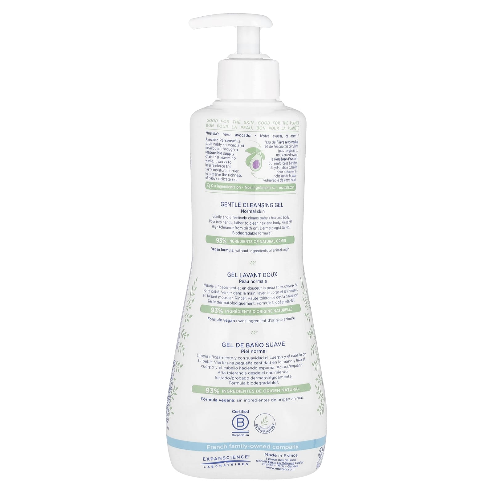 Mustela, Gentle Cleansing Gel with Avocado, Hair and Body, 16.9 fl oz (500 ml) - Image 2