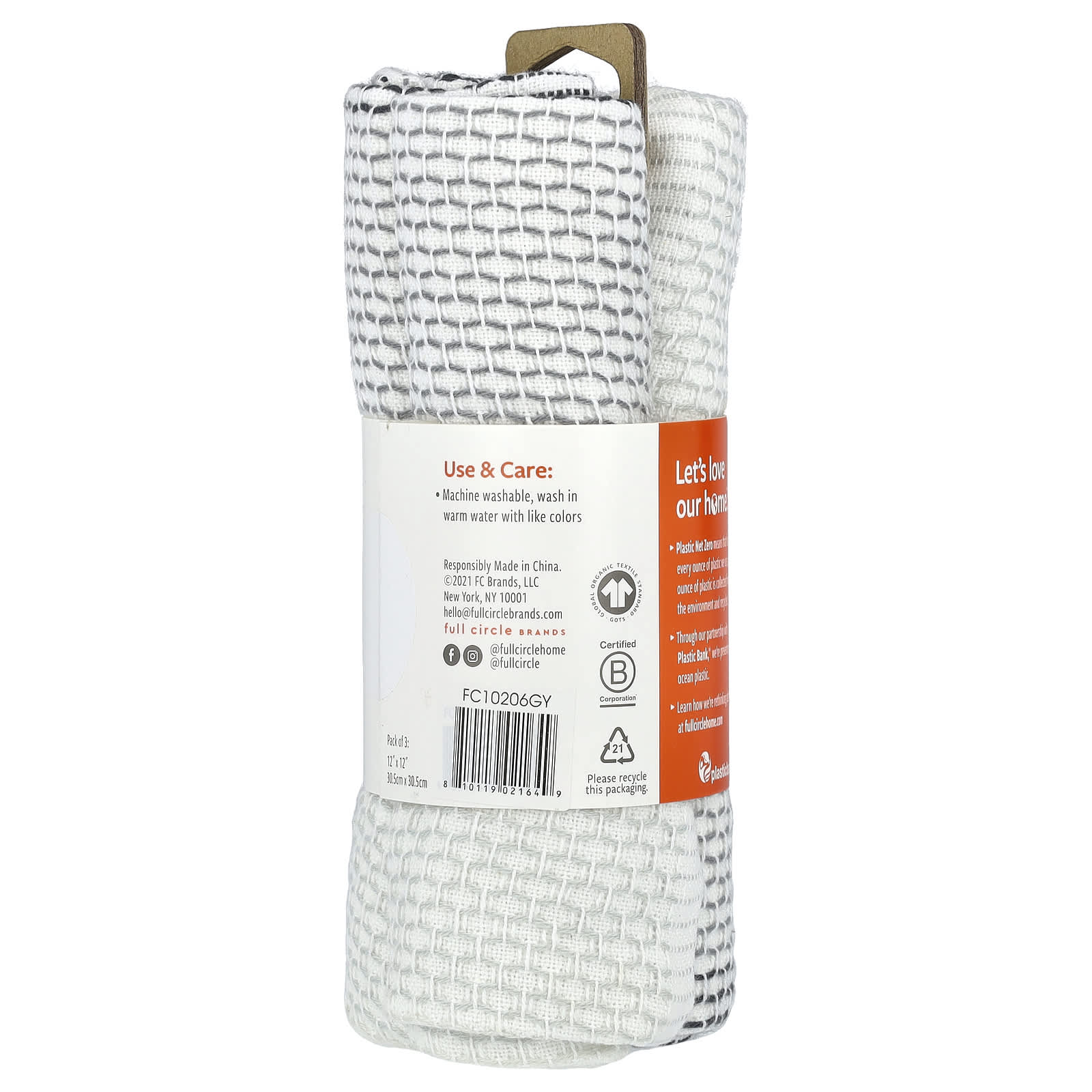 Eco-Friendly Dish Cloths by Full Circle - 3 Cloths, Grey - Image 2