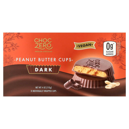 ChocZero, Peanut Butter Cups, Dark, 8 Individual Wrapped Cups, 4 oz (113 g)